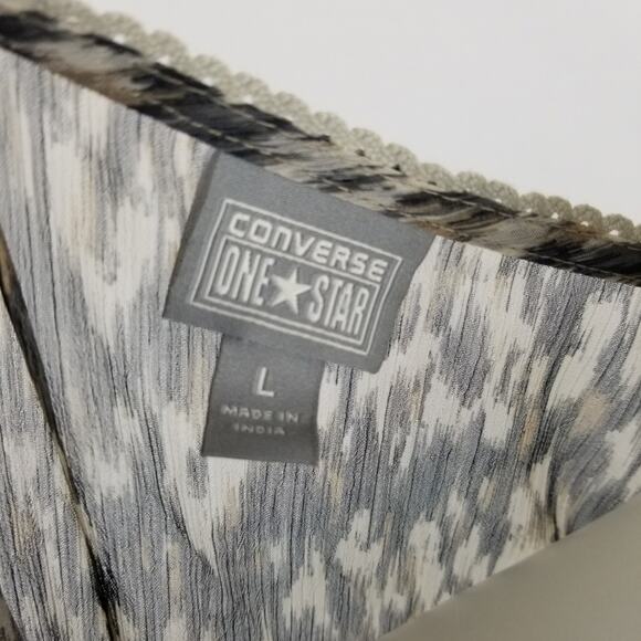 Converse One Star Top Large Sheer Short Sleeve Blouse Button - Picture 7 of 8